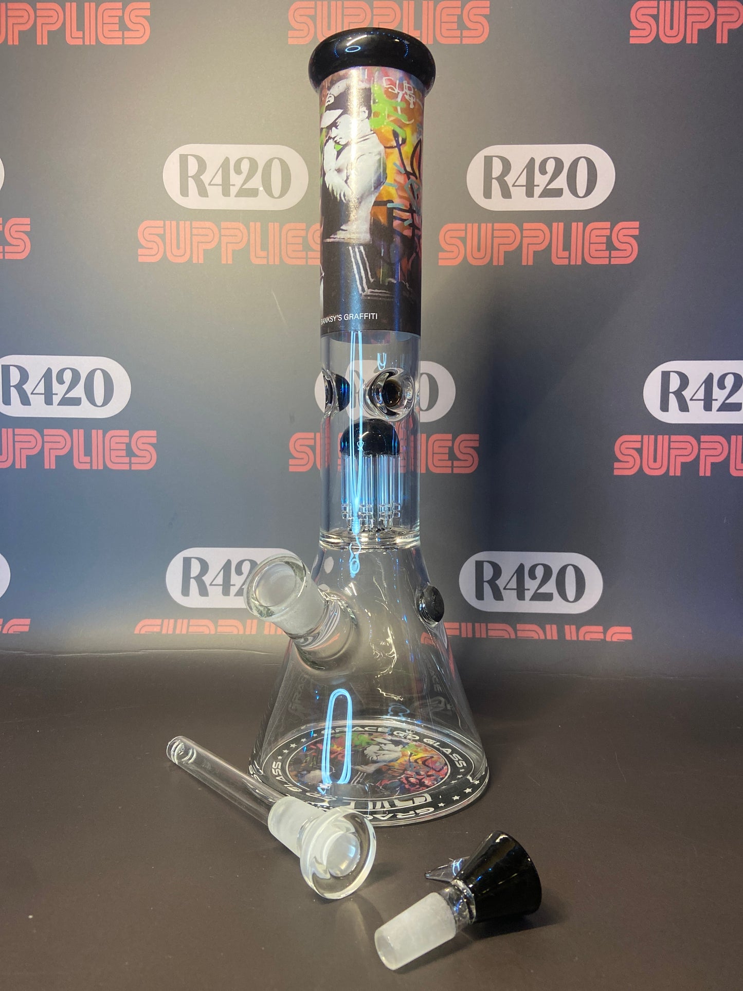 Grace Glass - Banksy "Church of Graffiti" Beaker Bong - H:34cm