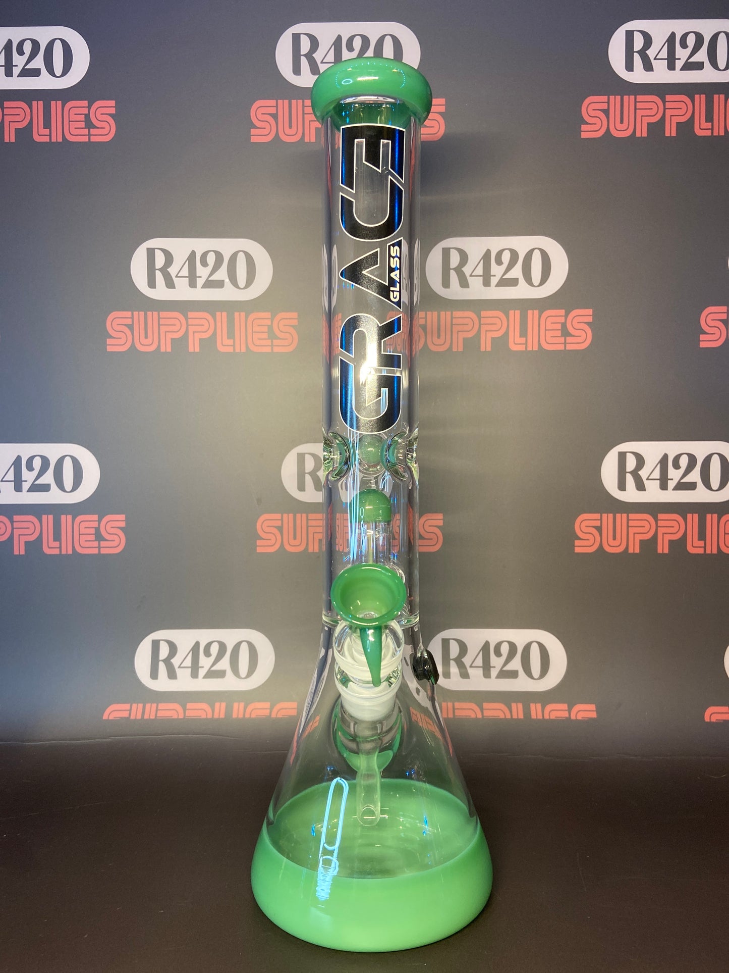 Grace Glass - Green Beaker Bong H:41cm - 5mm Thick