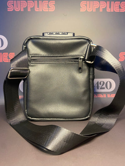 Smell Proof Cross Body Stash Bag (Black Leather)