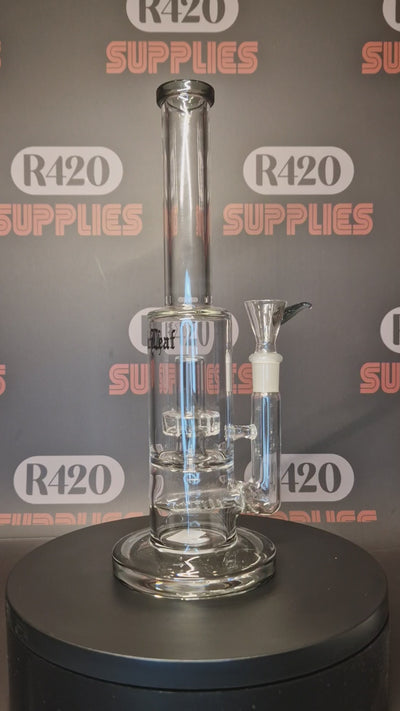 Black Leaf Percolator Bong + Inline Slit Diffuser - Grey