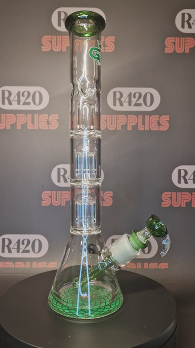 Grace Glass - Triple Tree Beaker Bong - Green - H: 35cm