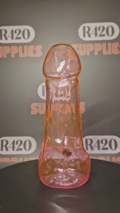 Glass Penis Shaped Bong - 17cm - Pink
