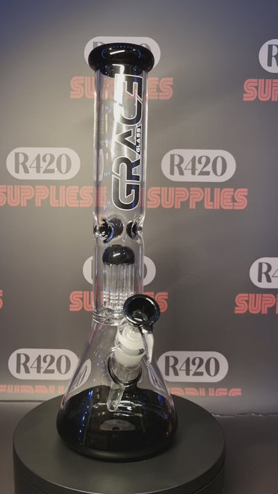Grace Glass - Black Beaker Bong H:37cm - 5mm Thick