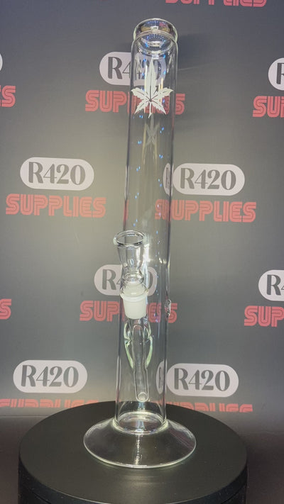 Glass Bong - Clear with Leaf Design - H: 42cm