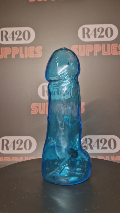 Glass Penis Shaped Bong - 17cm - Blue