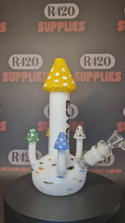 Grace Glass - Magic Mushrooms Bong (Yellow Top) - H:245mm