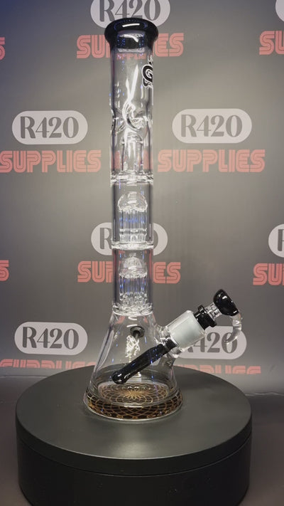 Grace Glass - Triple Tree Beaker Bong - Green - H: 35cm