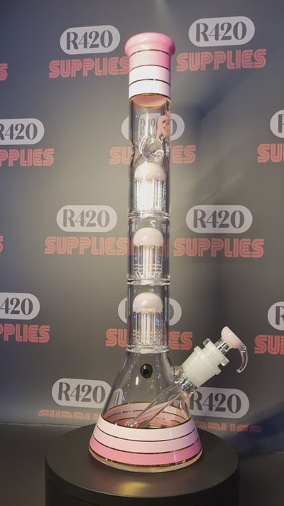 Grace Glass - Golden Line Beaker Bong - Pink- H: 48cm