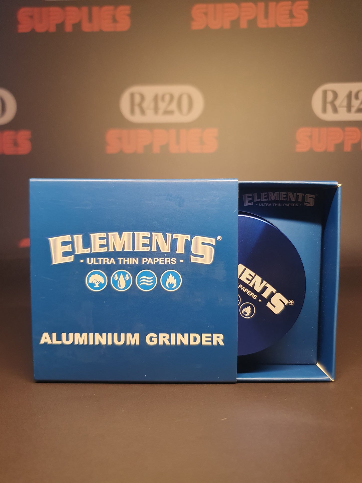 Elements Aluminum Metal Grinder - 4 Part - Large 62mm - Blue
