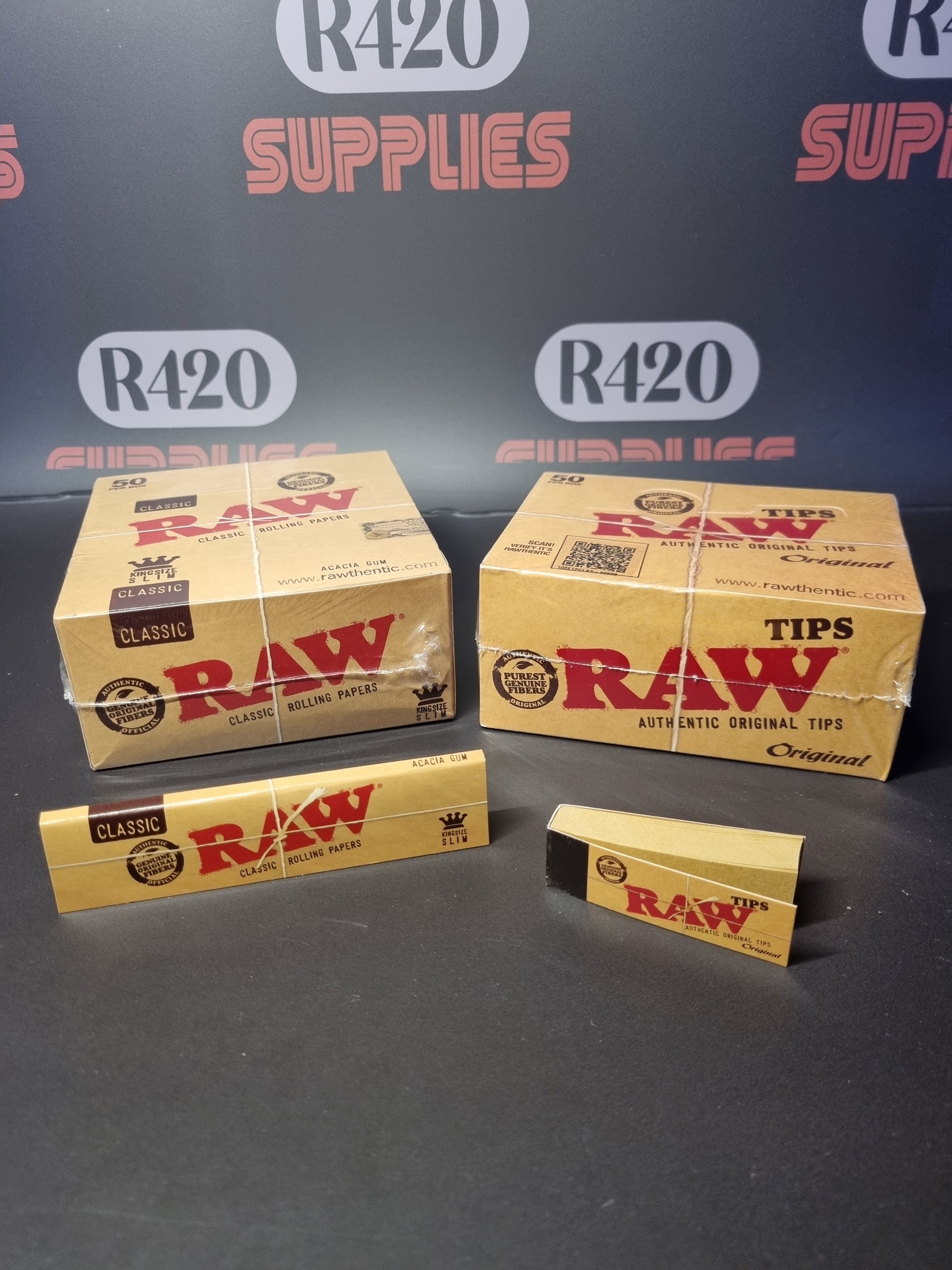 RAW Classic Rolling Papers and tips in full boxes