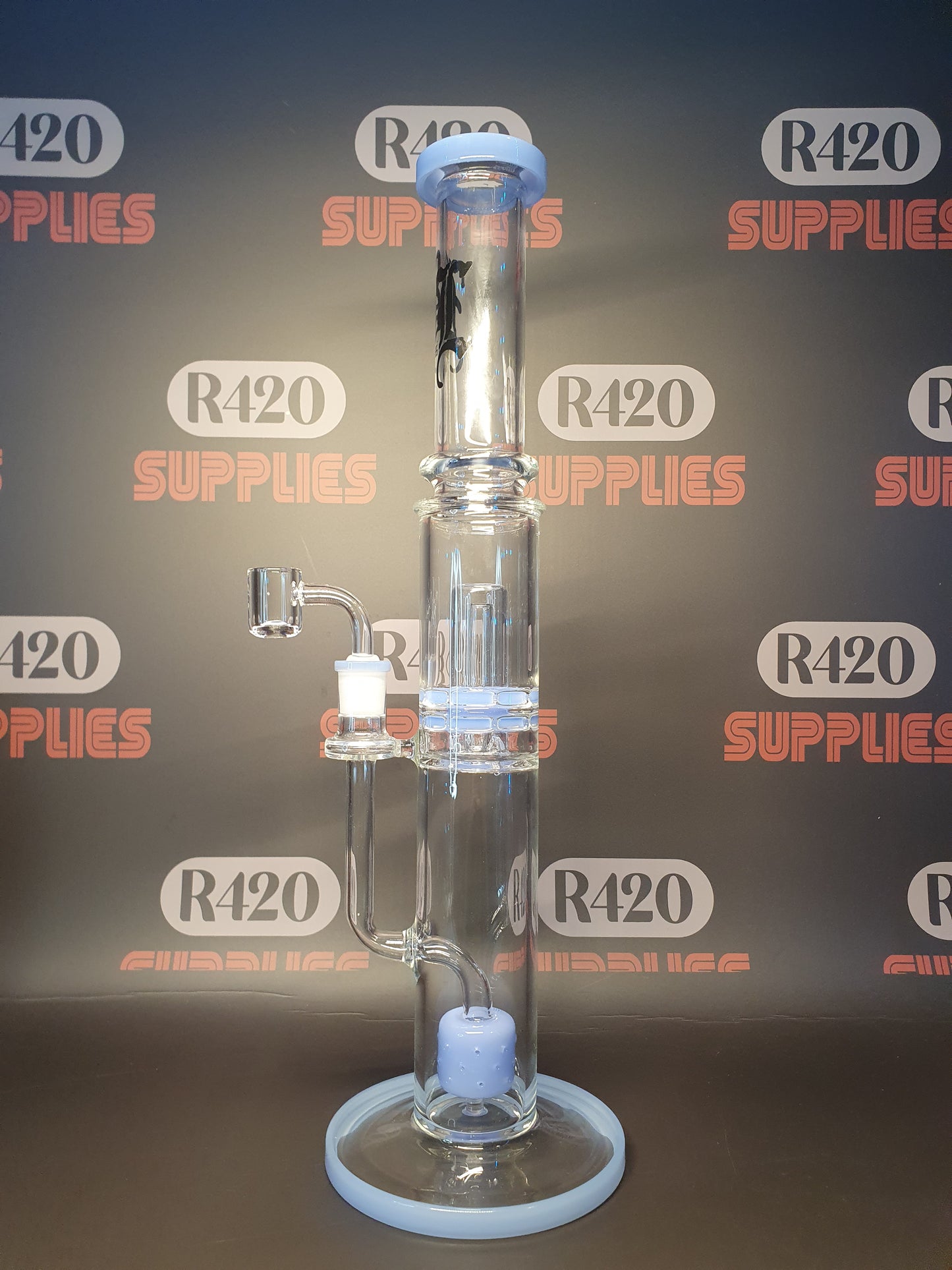Black Leaf UFO Percolator Bong + Banger  - H410mm - Blue