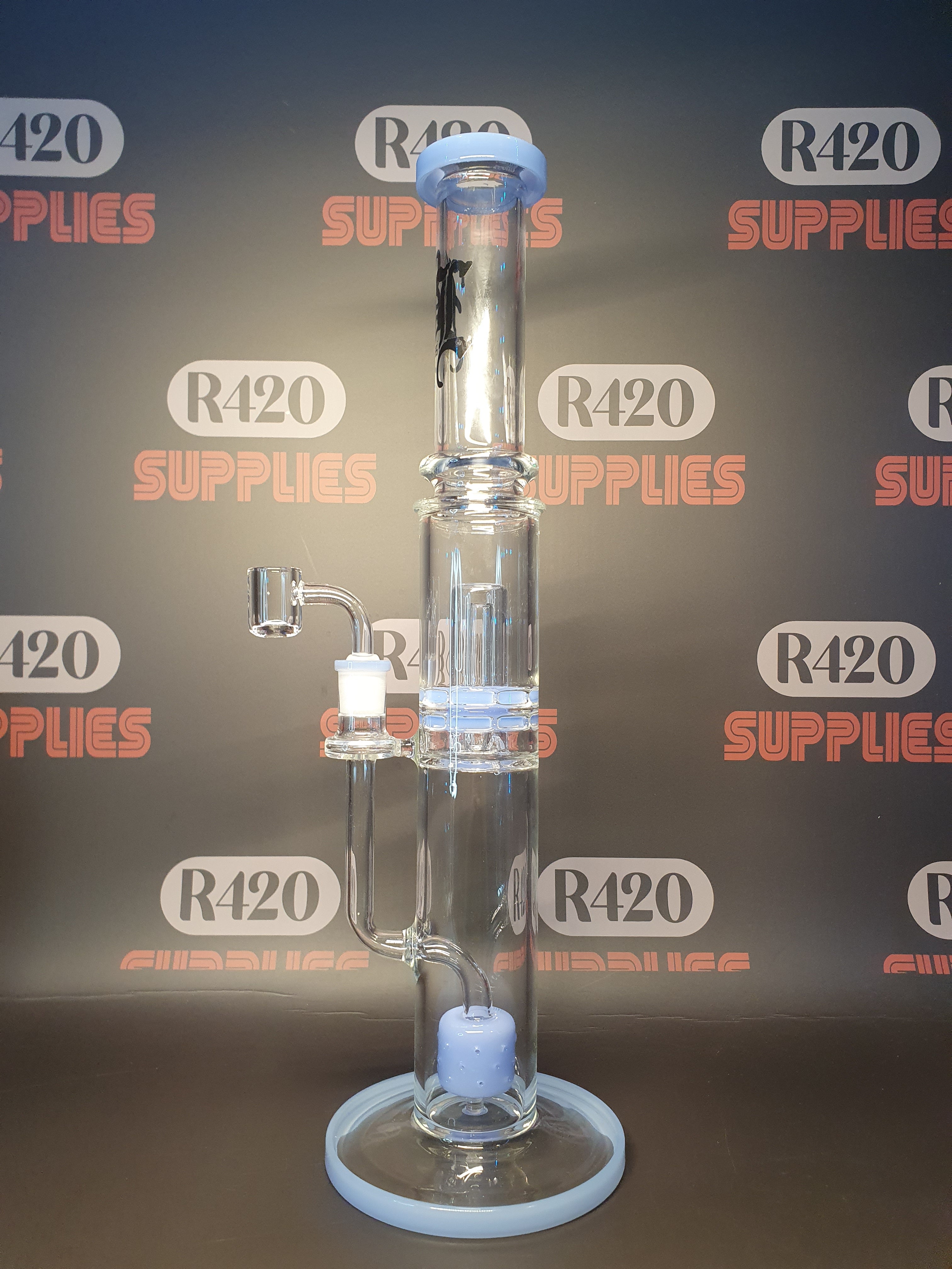 Black Leaf UFO Percolator Bong + Banger  - H410mm - Blue