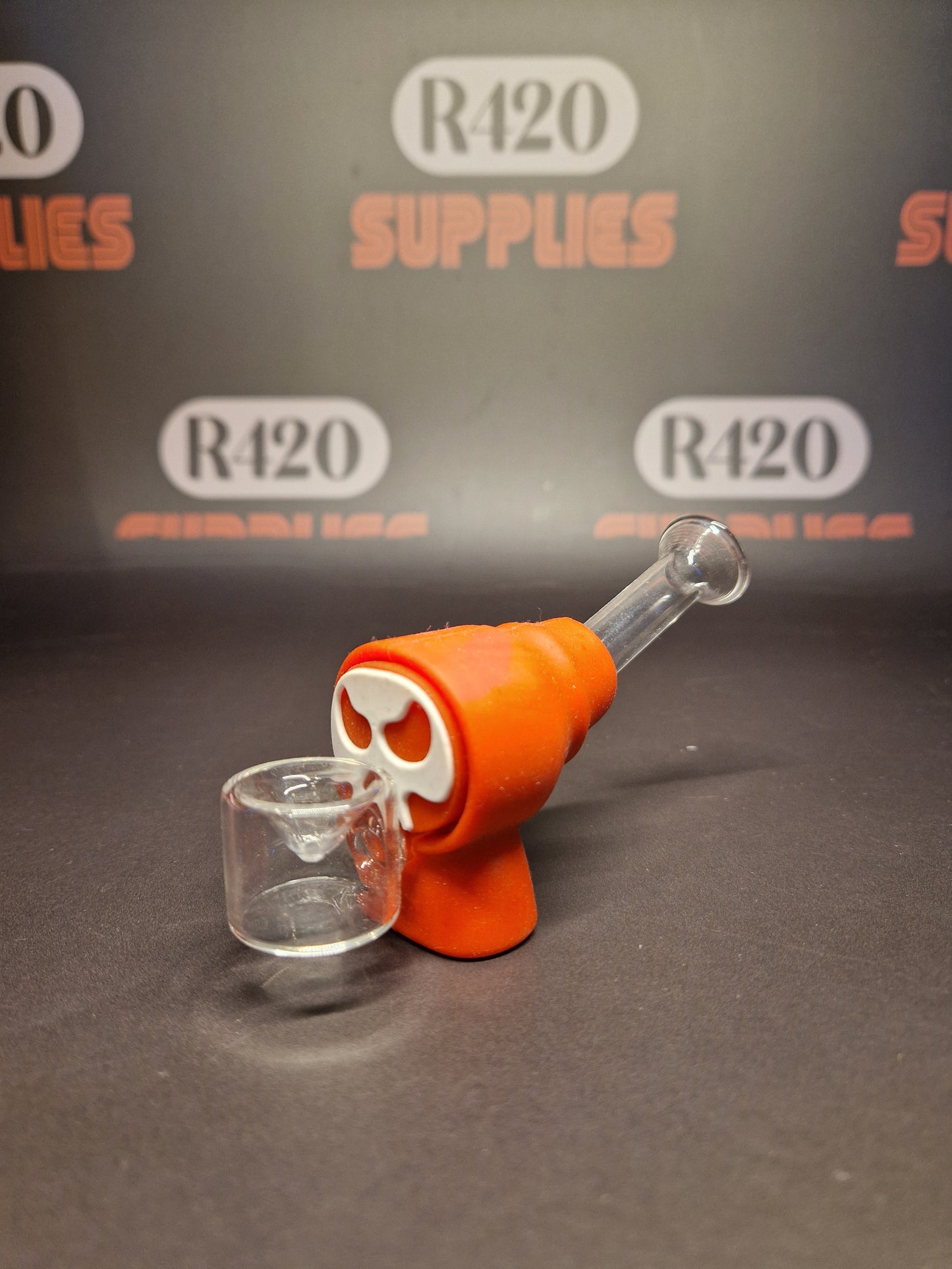 Skull Silicone Pipe with Glass Bowl - 13cm