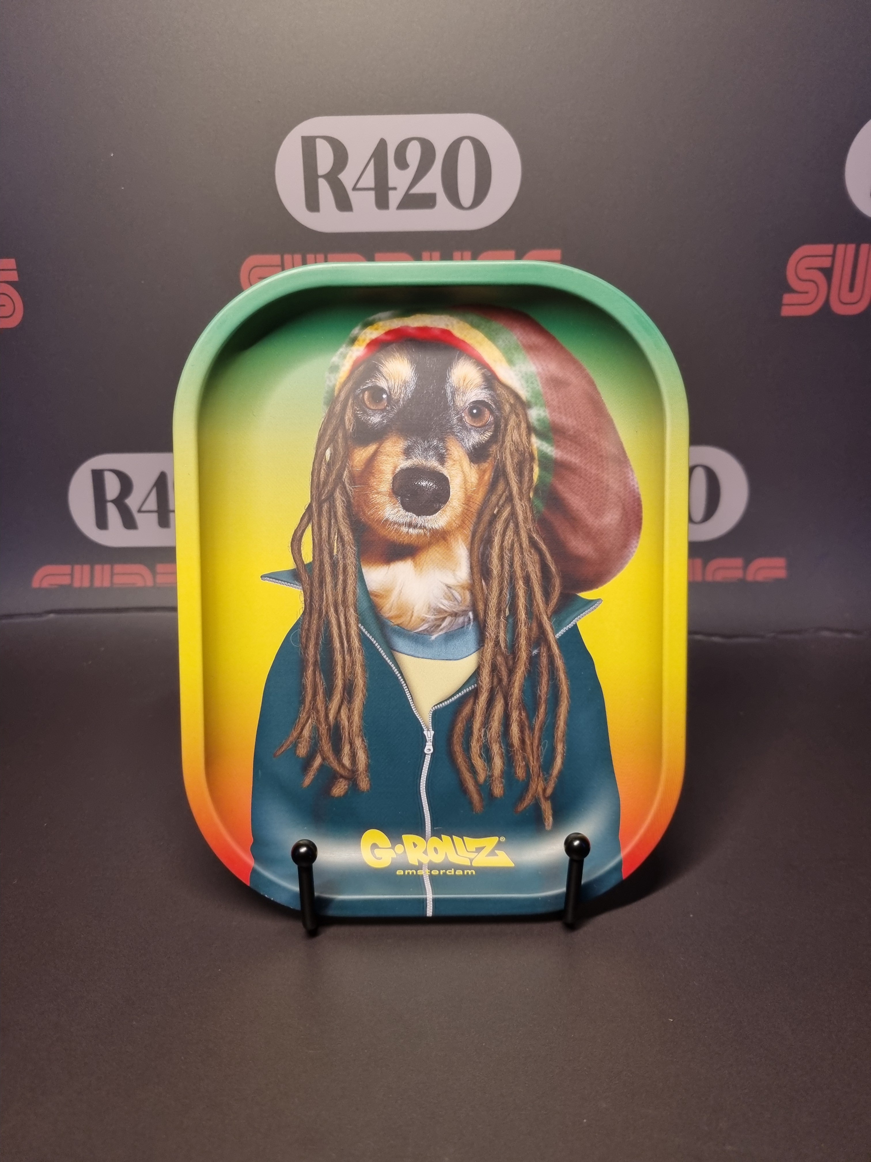 G-Rollz Pets Rock Mini Metal Rolling Tray - "Reggae Dog"