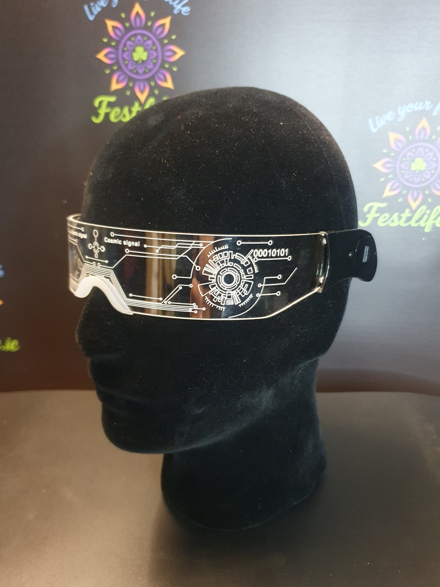 Futuristic LED Light-Up Visor Glasses – 7 Color Glow | Rave, Festival & Party Eyewear