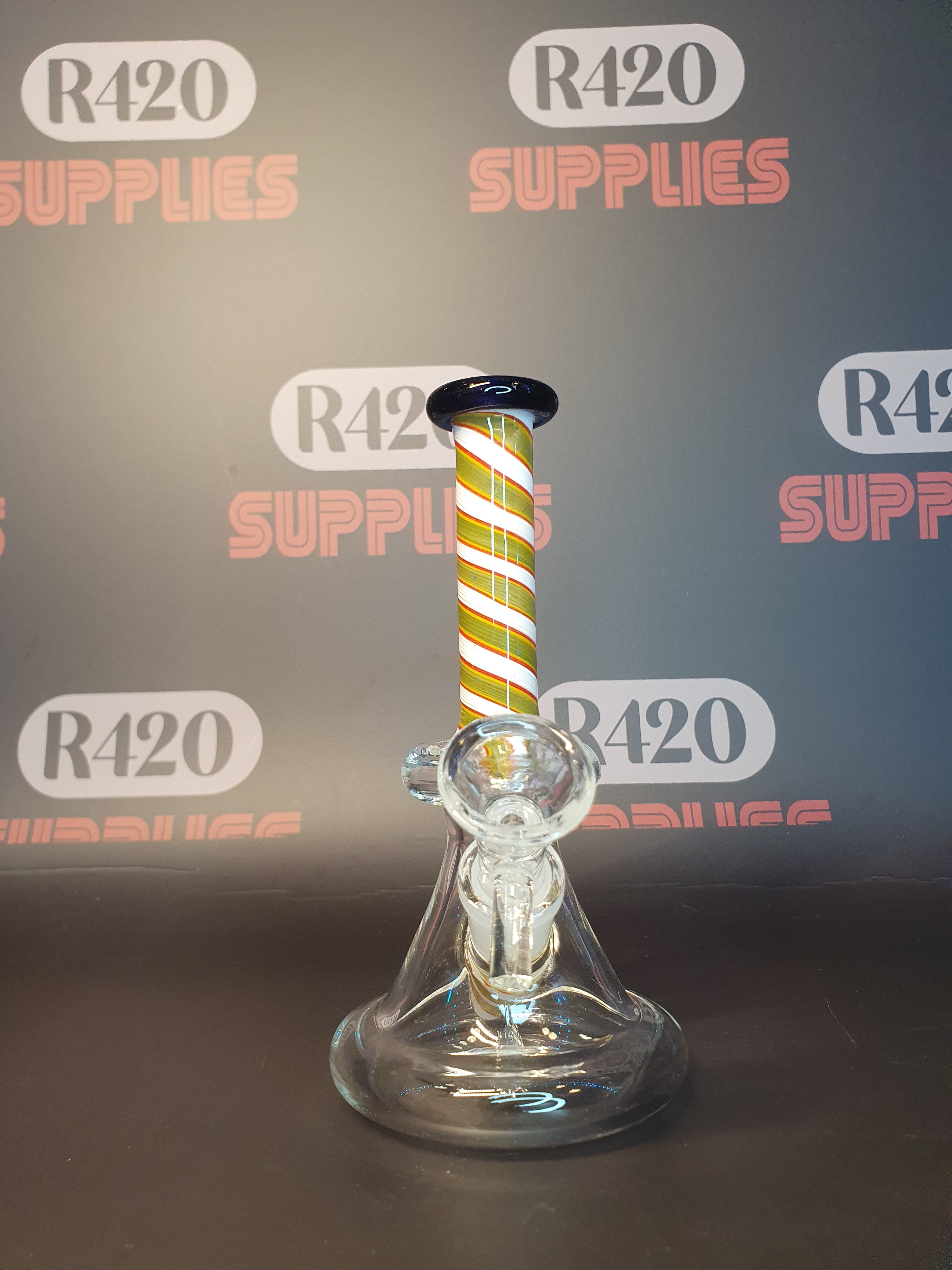Amsterdam Limited Edition Bubbler - Yellow & Green Colour Stripes - H:16cm
