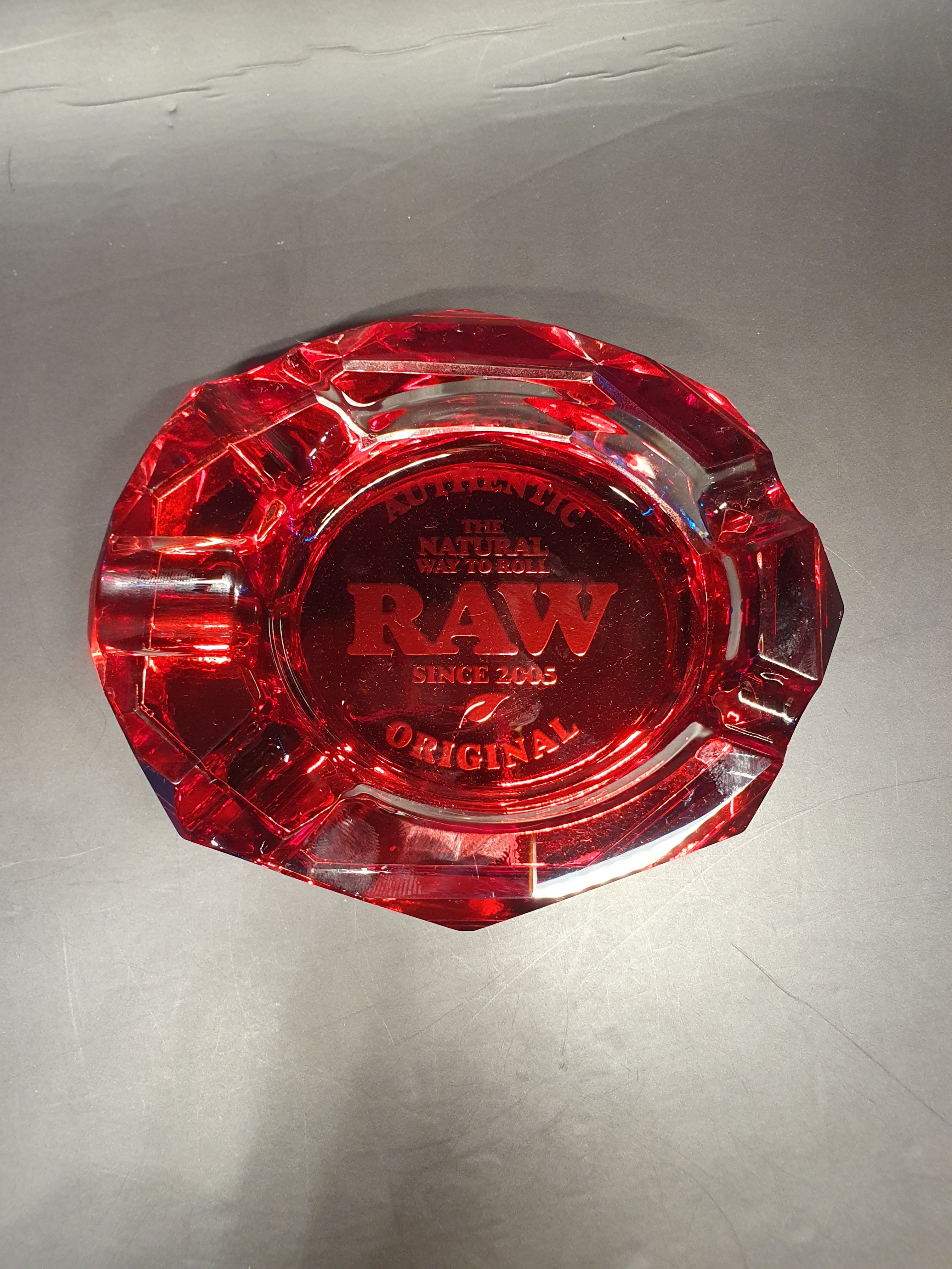 RAW Ruby Red Glass Ashtray