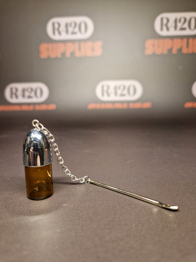 Amber Glass Vial with Screw Cap and metal Spoon 40mm