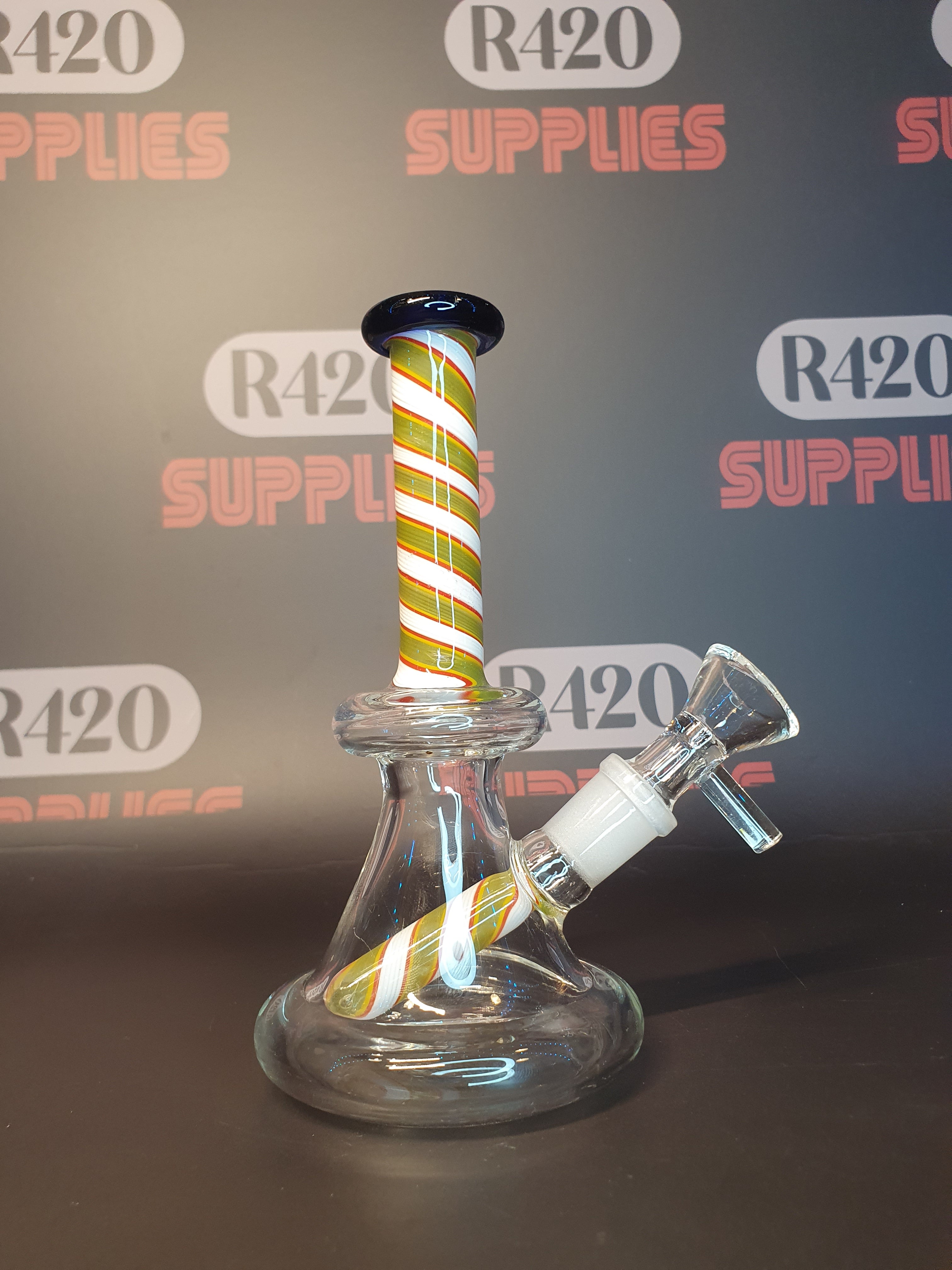 Amsterdam Limited Edition Bubbler - Yellow & Green Colour Stripes - H:16cm