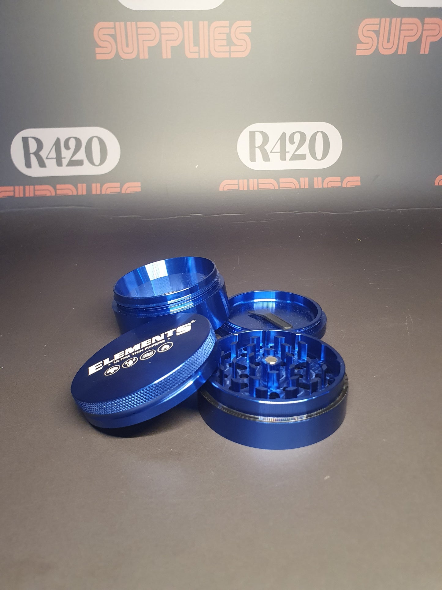 Elements Aluminum Metal Grinder - 4 Part - Large 62mm - Blue