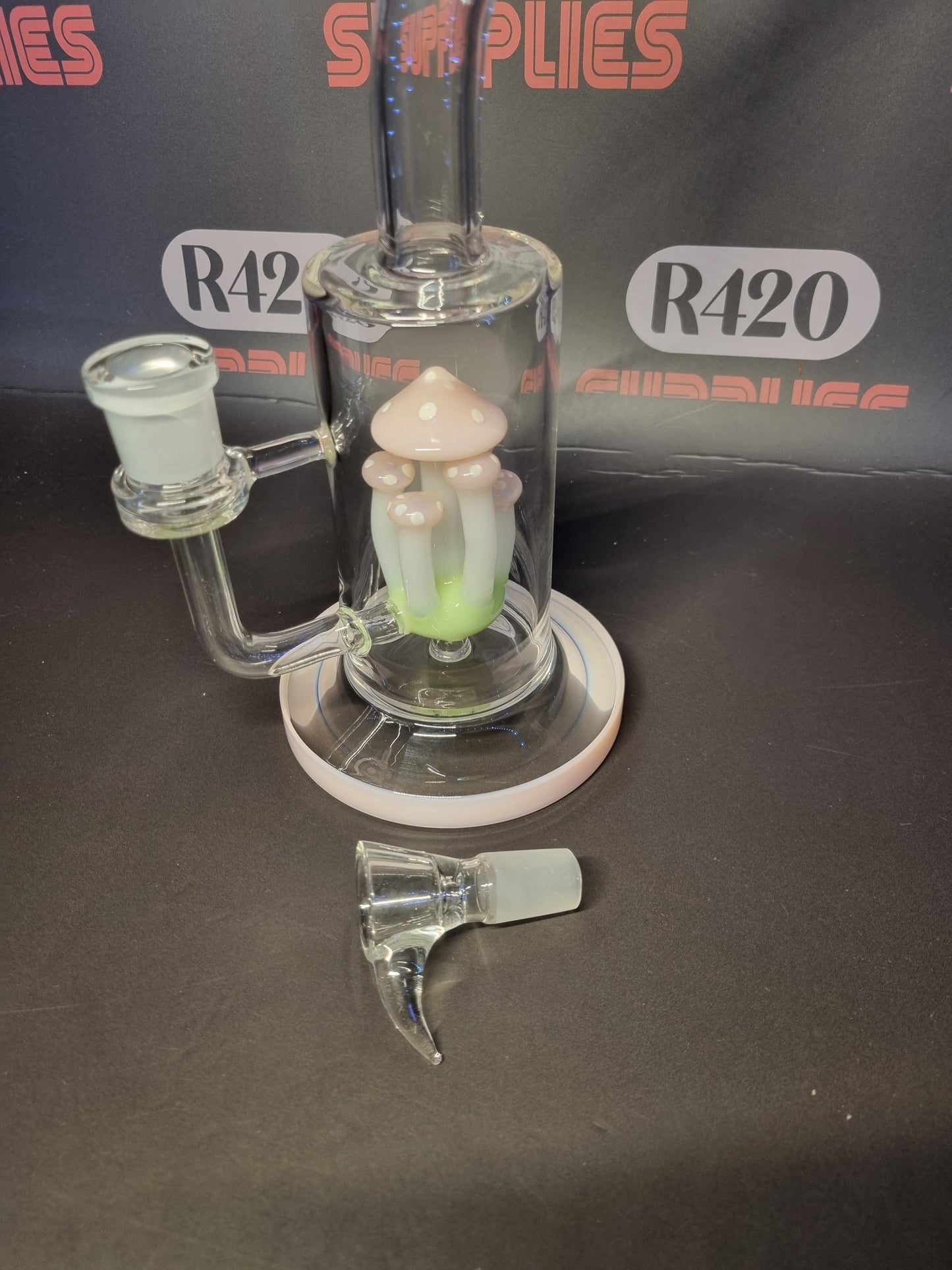 Grace Glass - Mushroom Percolator Bong - Pink - H: 36cm