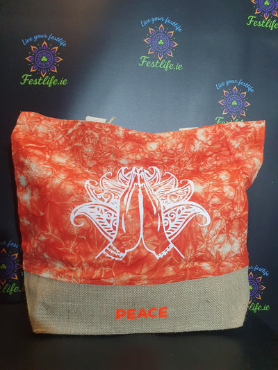 Orange Stonewash - All Natural Bag - Namaste Hand (Peace)