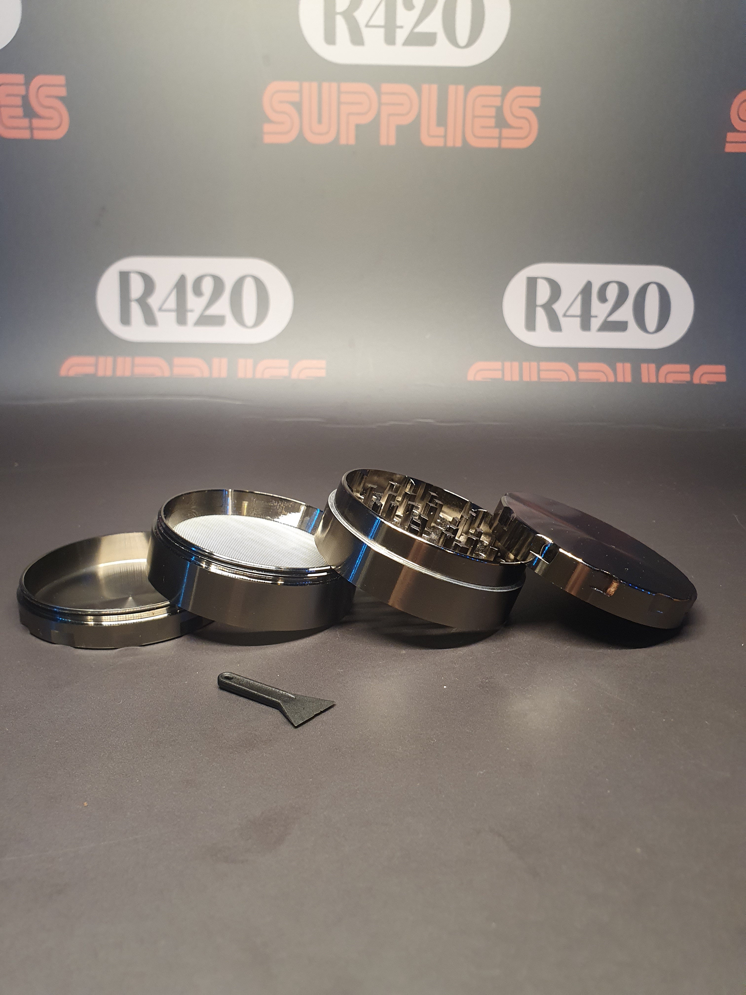 Black Chrome Metal Grinder - 60mm - 4 Part