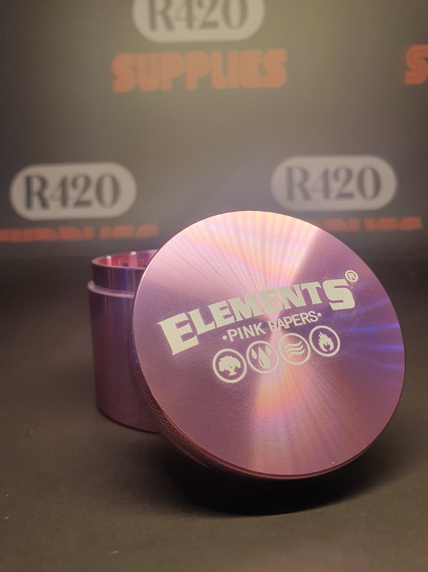 Elements Pink Aluminum Metal Grinder - 4 Part - Large 62mm