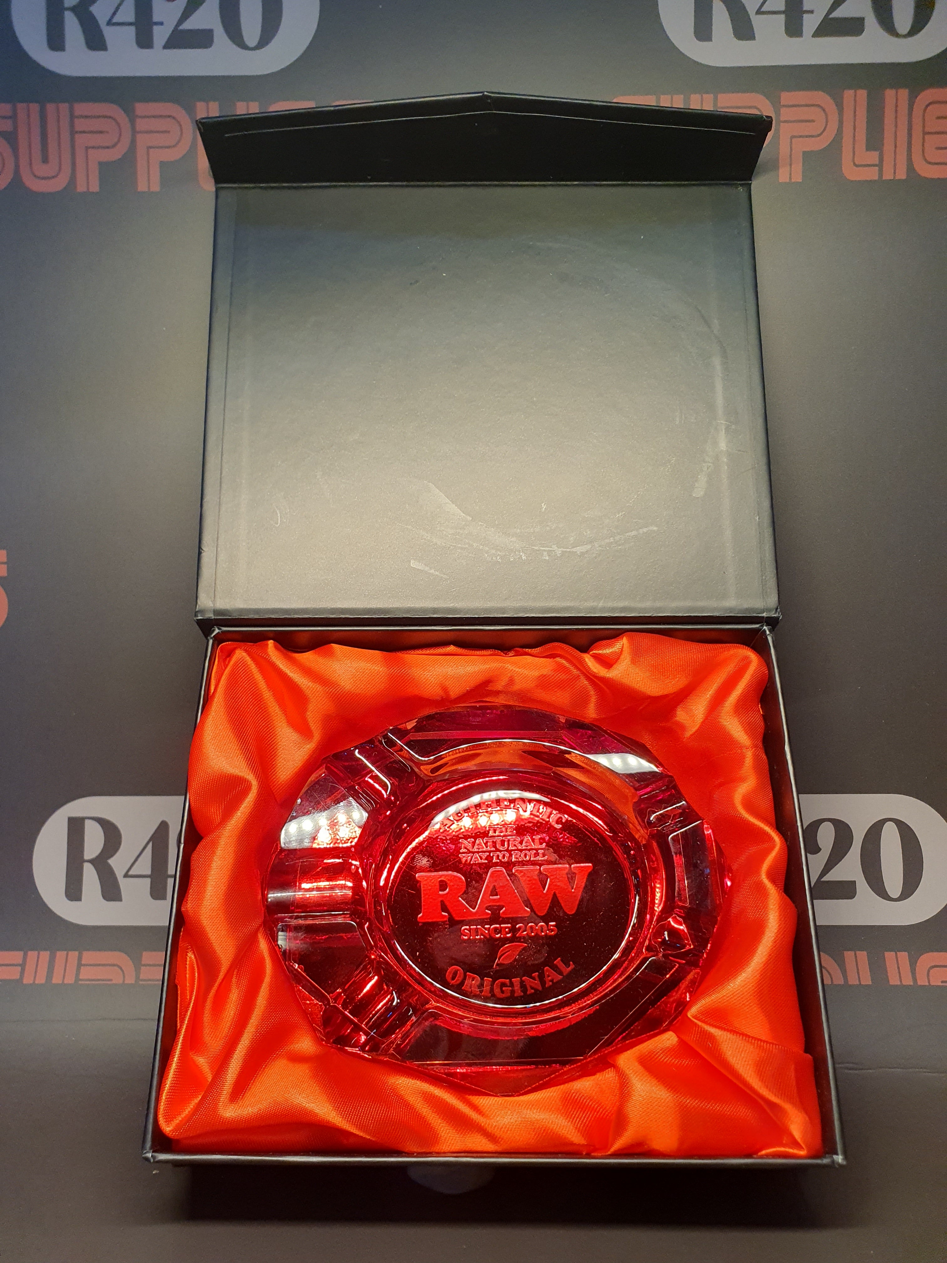 RAW Ruby Red Glass Ashtray