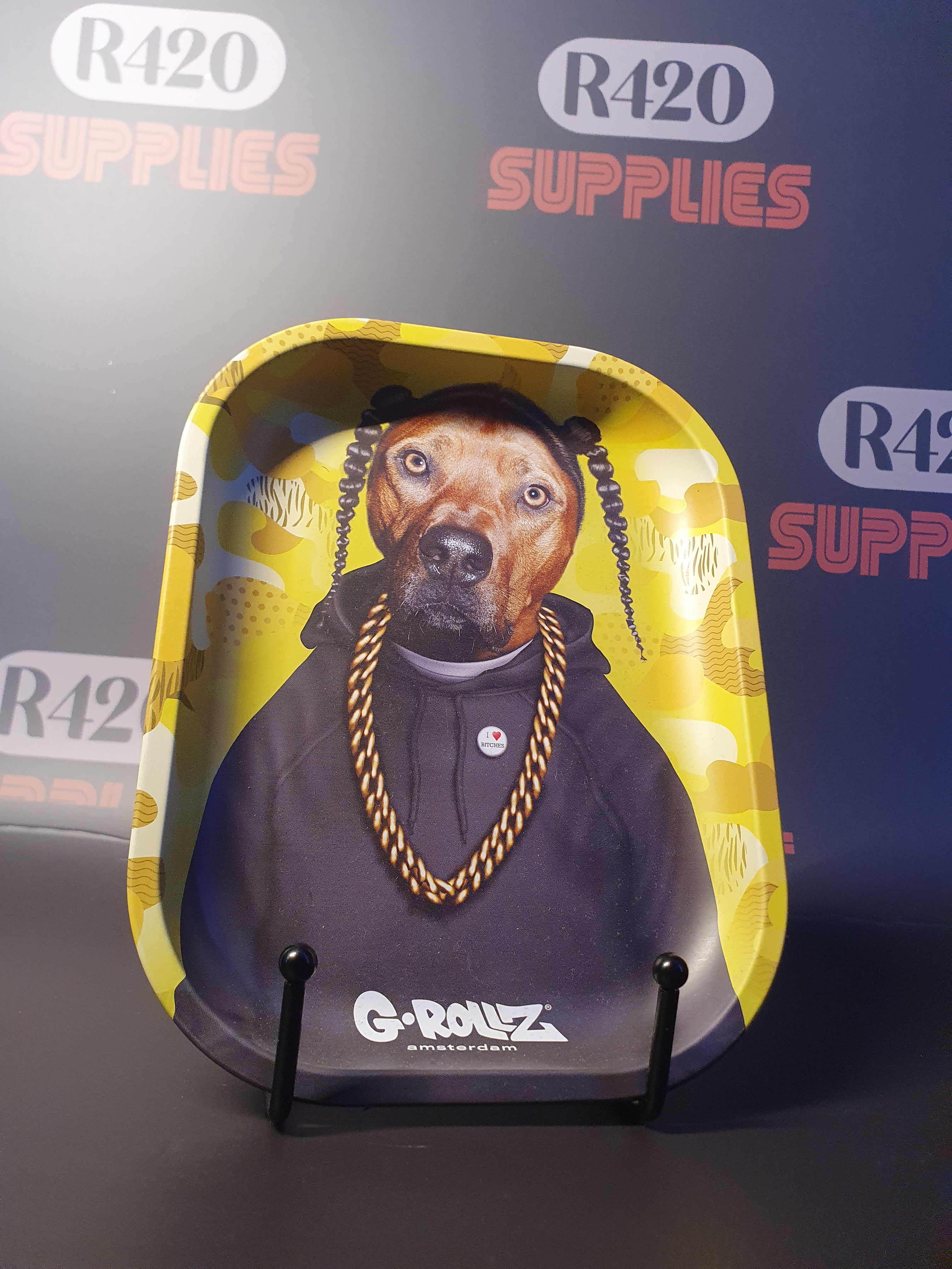 G-Rollz Pets Rock Mini Metal Rolling Tray - "Rap Dog"