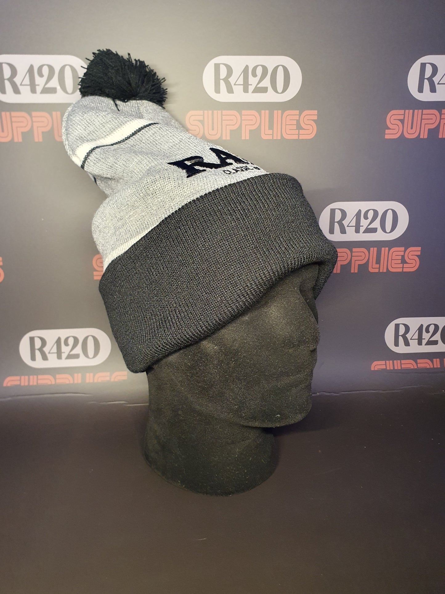 RAW X Rolling Papers Winter Knit Hat - Black & Grey