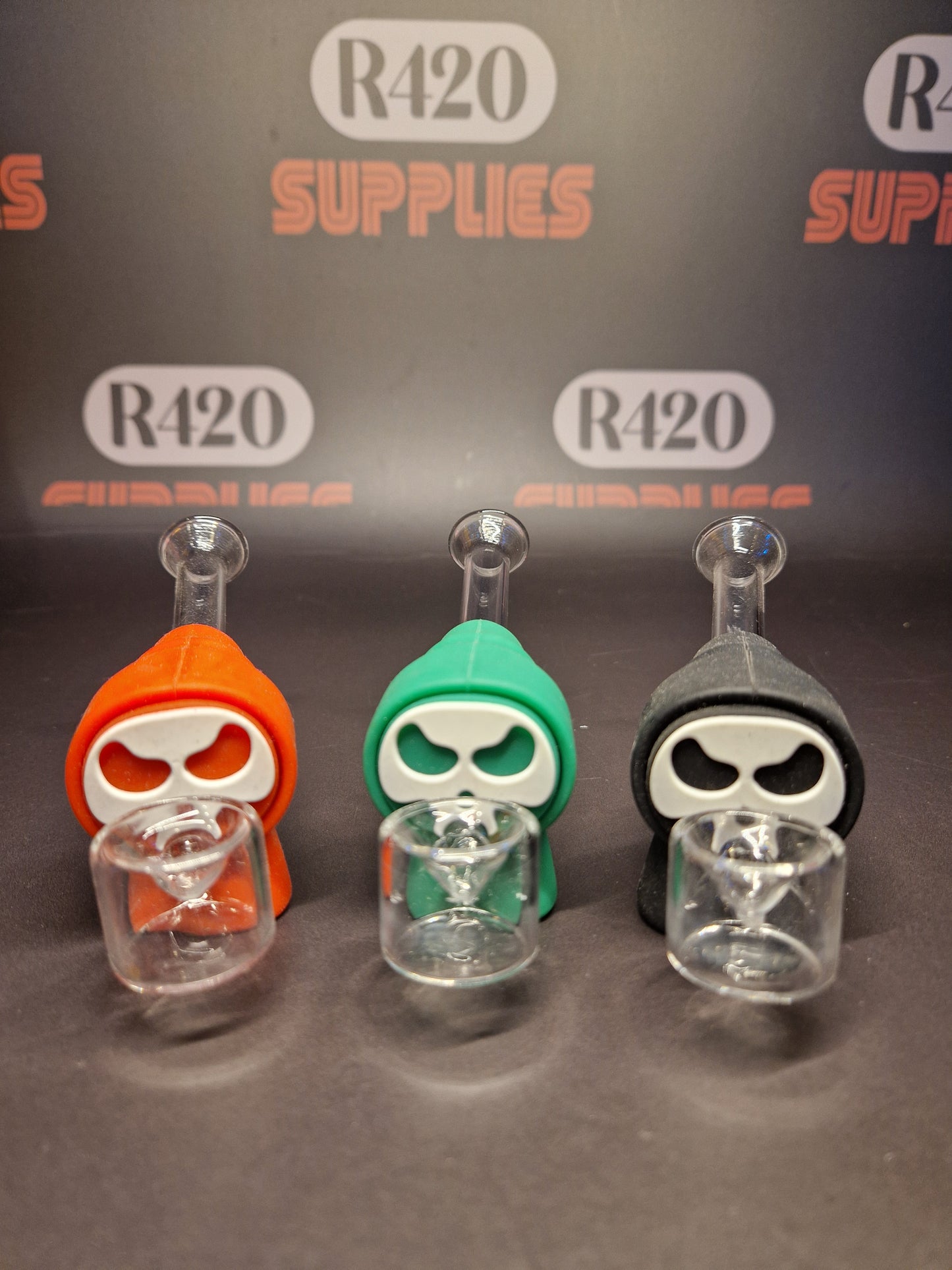 Skull Silicone Pipe with Glass Bowl - 13cm