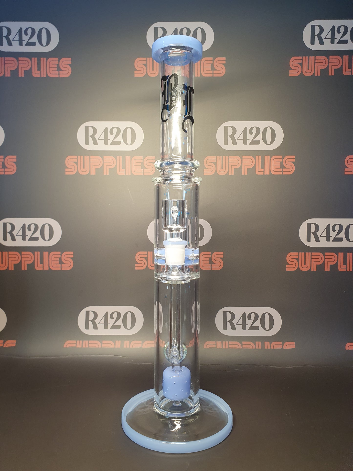 Black Leaf UFO Percolator Bong + Banger  - H410mm - Blue