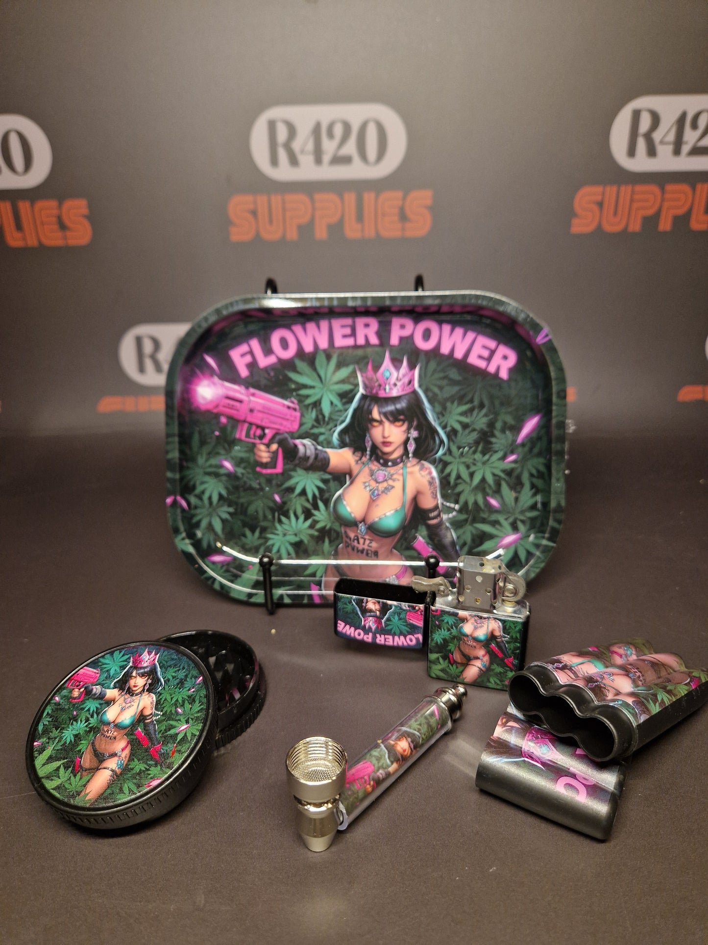 Flower Power Metal Tray Set - 5 Piece