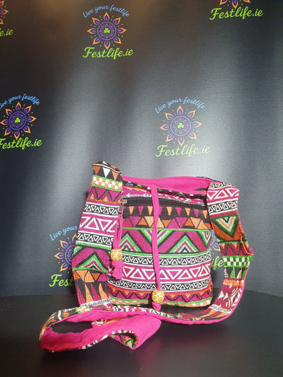 Jacquard Nepal Style Sling Bag – Festival Fuchsia