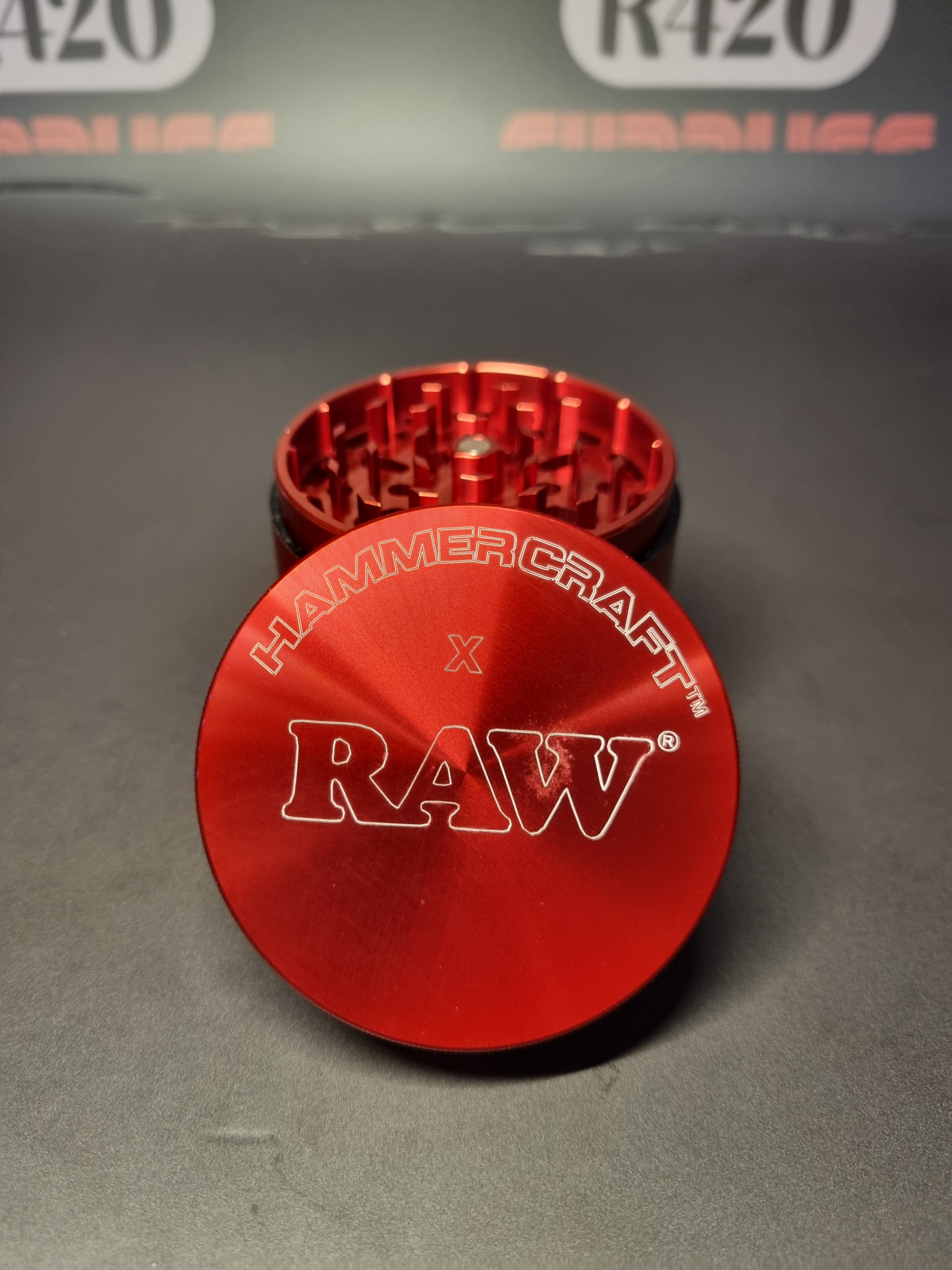 Hammercraft x RAW Aluminium  Grinder - 4 Piece  - Large 61mm - Red