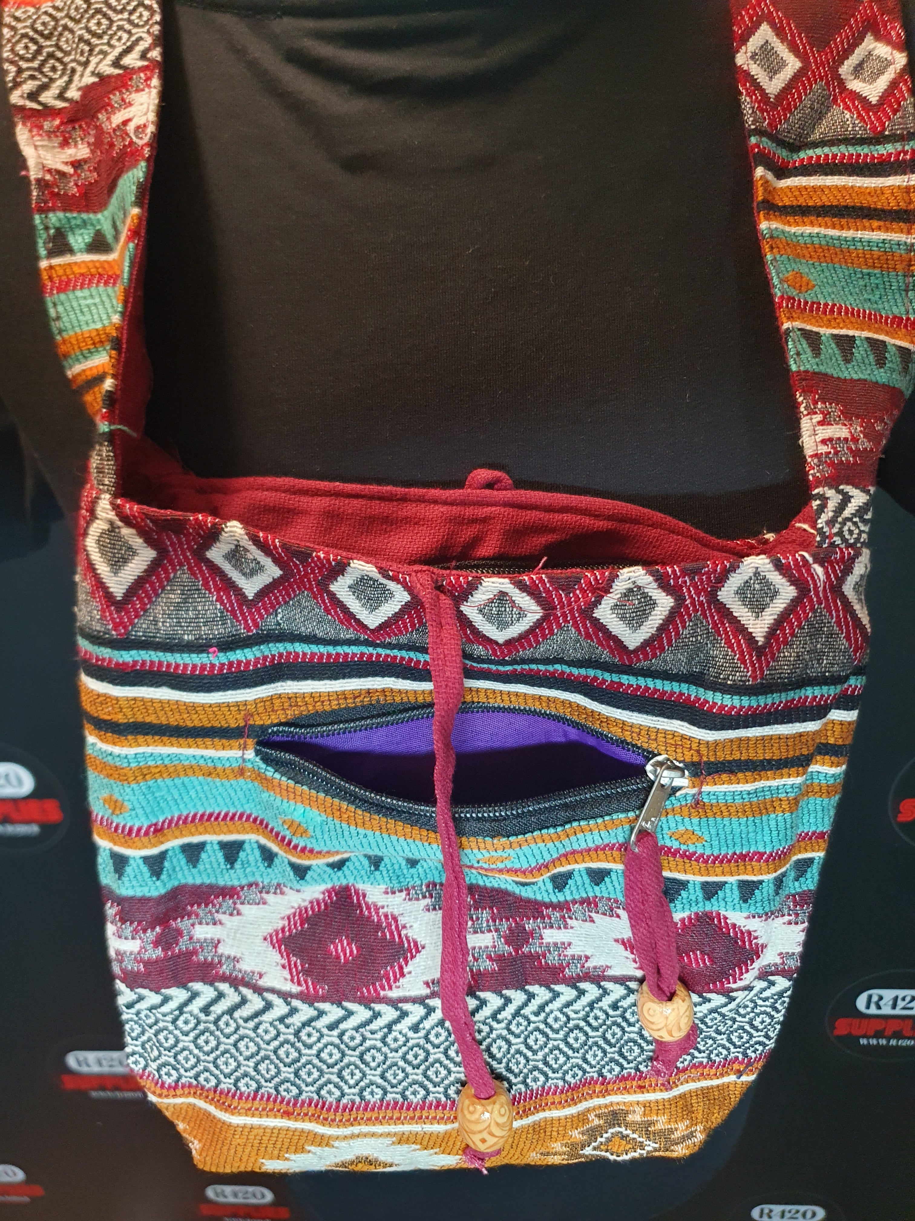 Handmade Jacqard Sling Bag from India - Chocolate