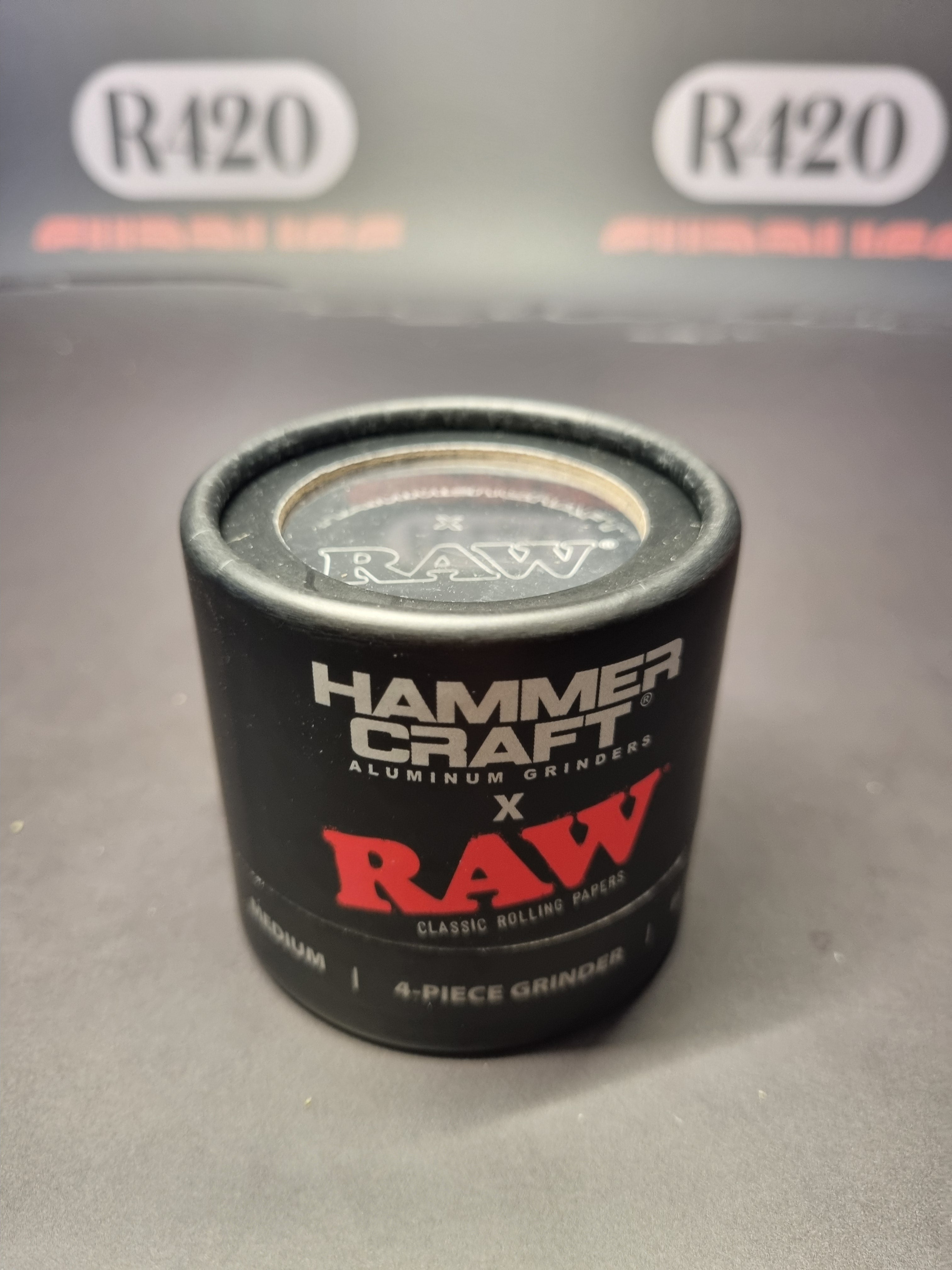 Hammercraft x RAW Aluminium  Grinder - 4 Piece  - Medium 55mm - Black
