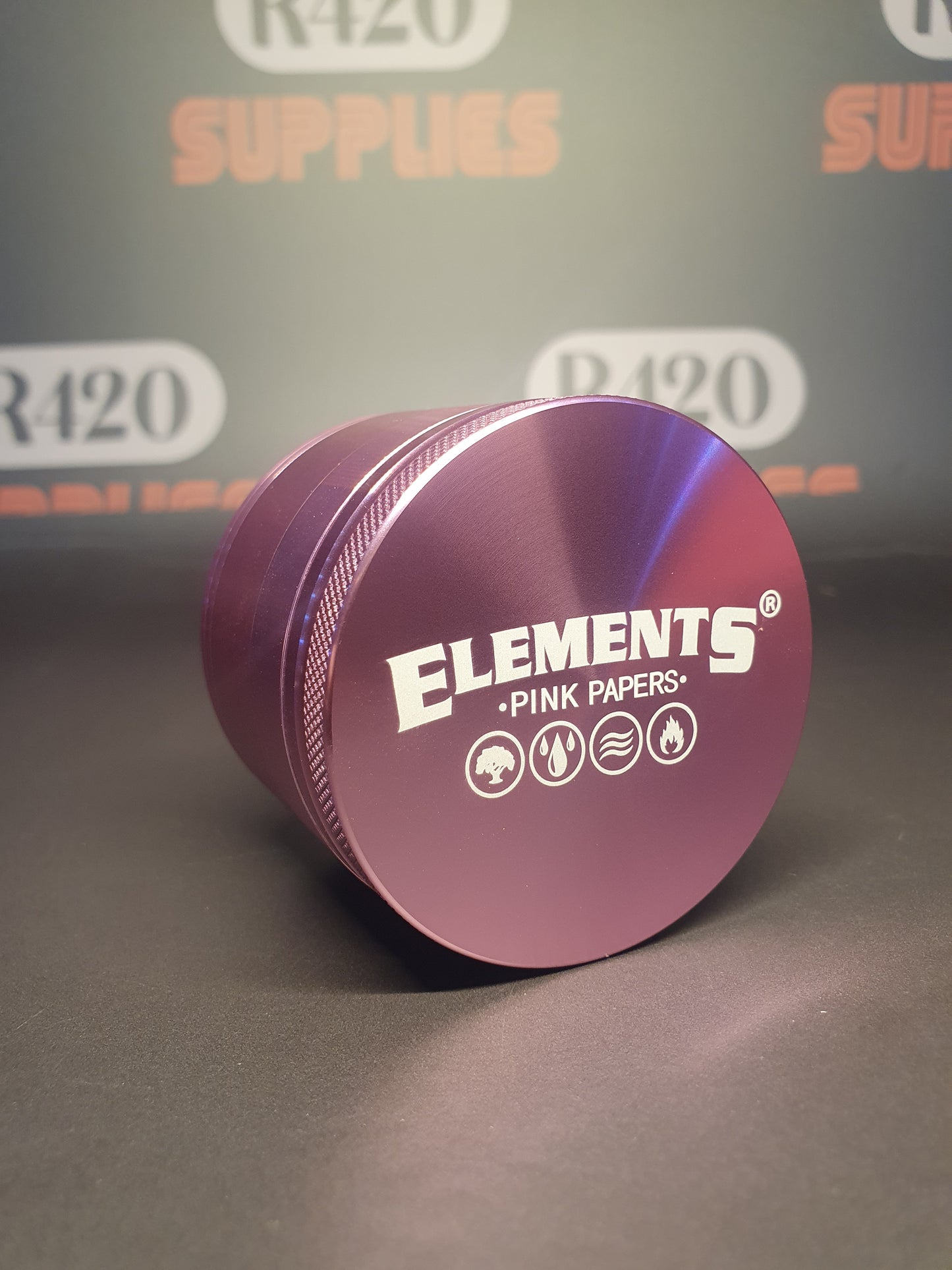 Elements Pink Aluminum Metal Grinder - 4 Part - Large 62mm