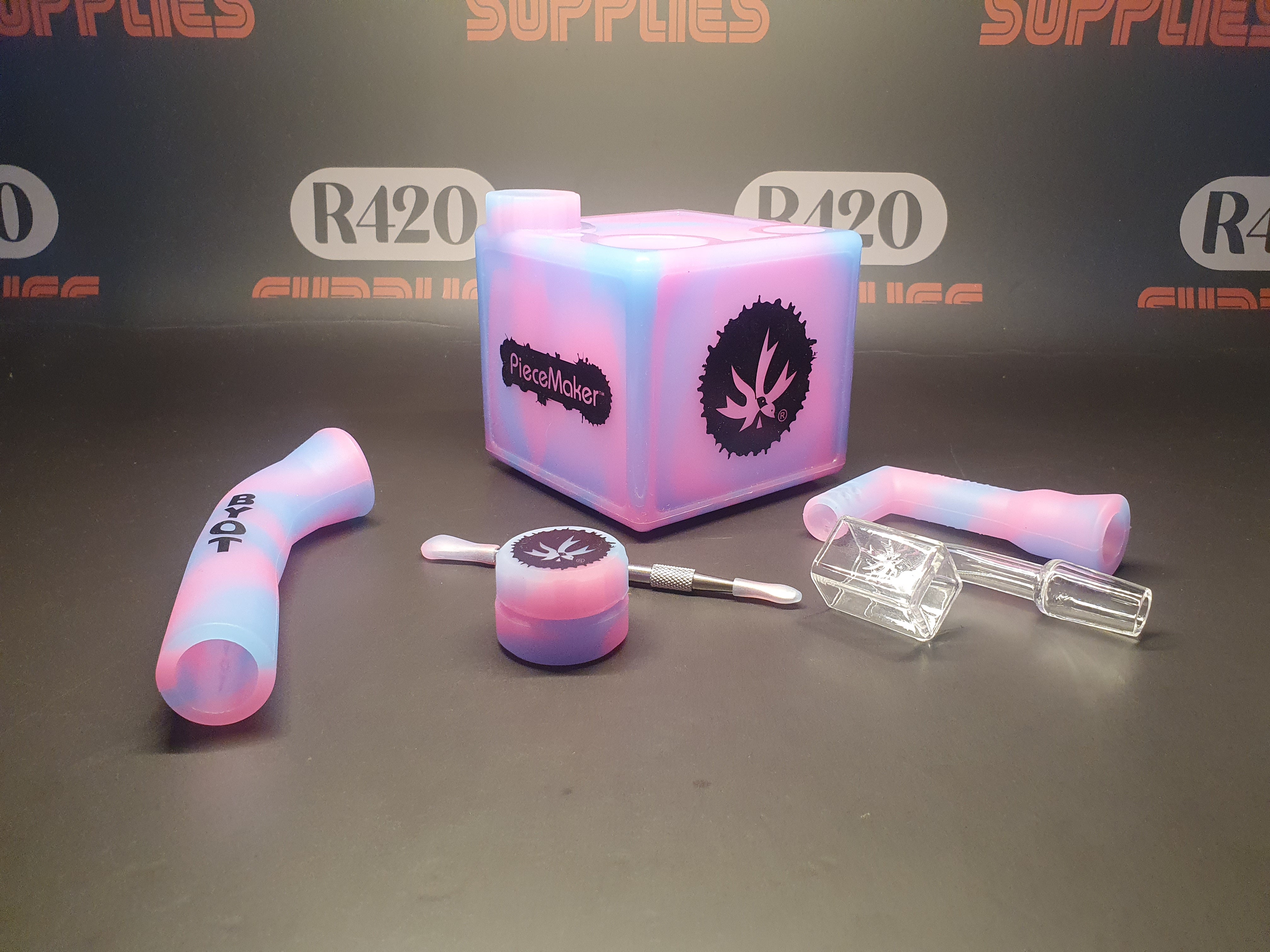 PieceMaker "Kube" Kotton Kandy Silicone Dab Rig / Bong - 19cm (Ø23mm)