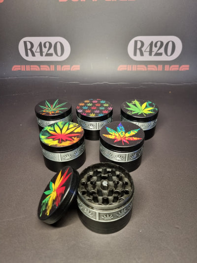 Aluminium 4 Piece Grinder with rasta design 50mm