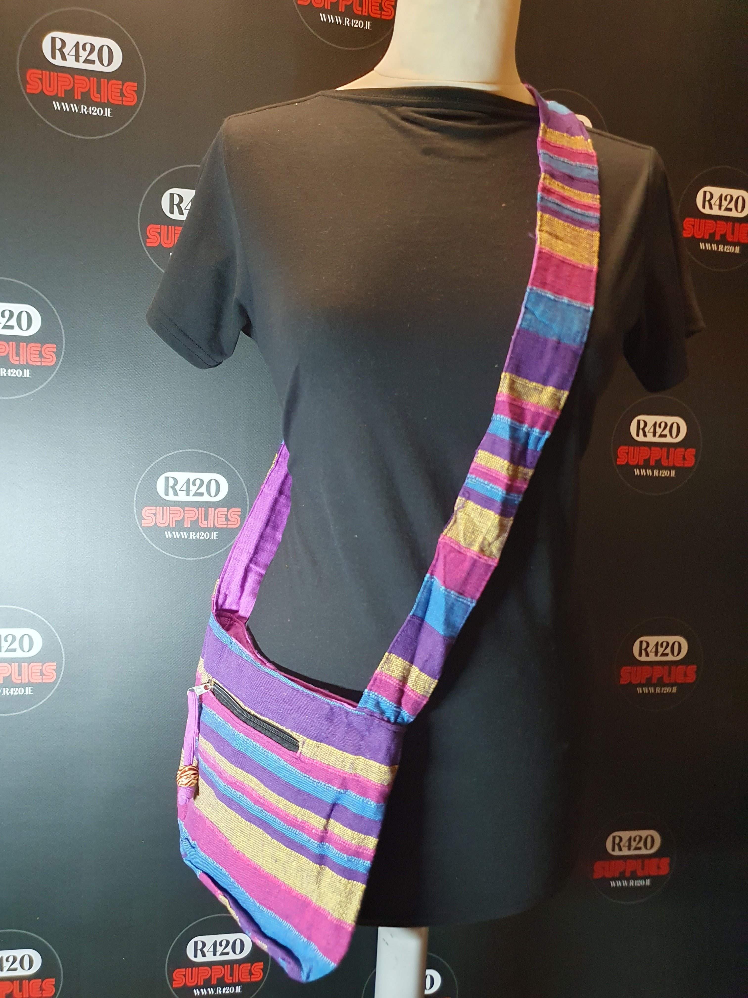 Handmade Shoulder Bag from India - Purple Stipes