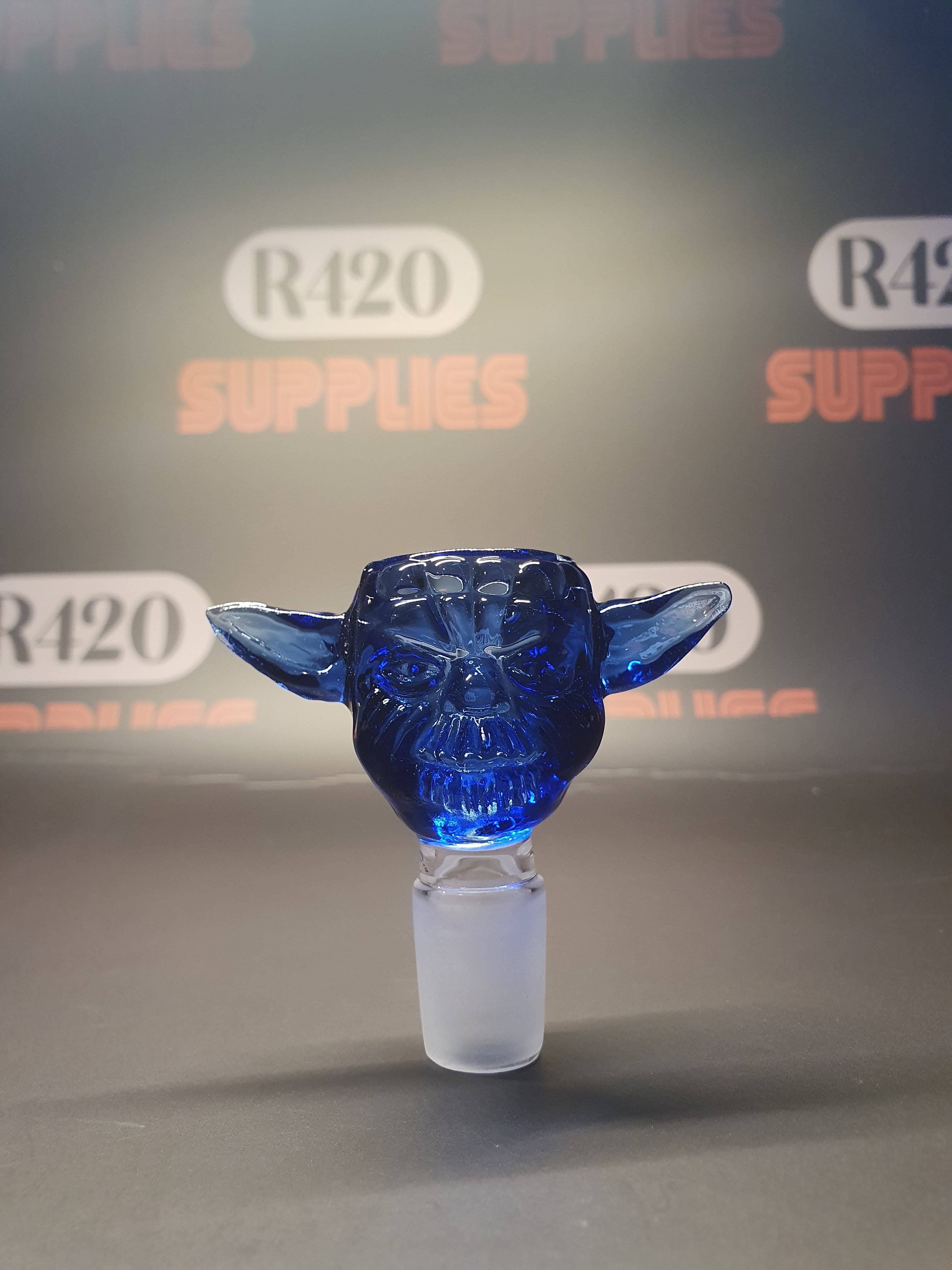 14mm Handmade Glass Hookah Bowl – Cool Green Yoda Theme – USA Made