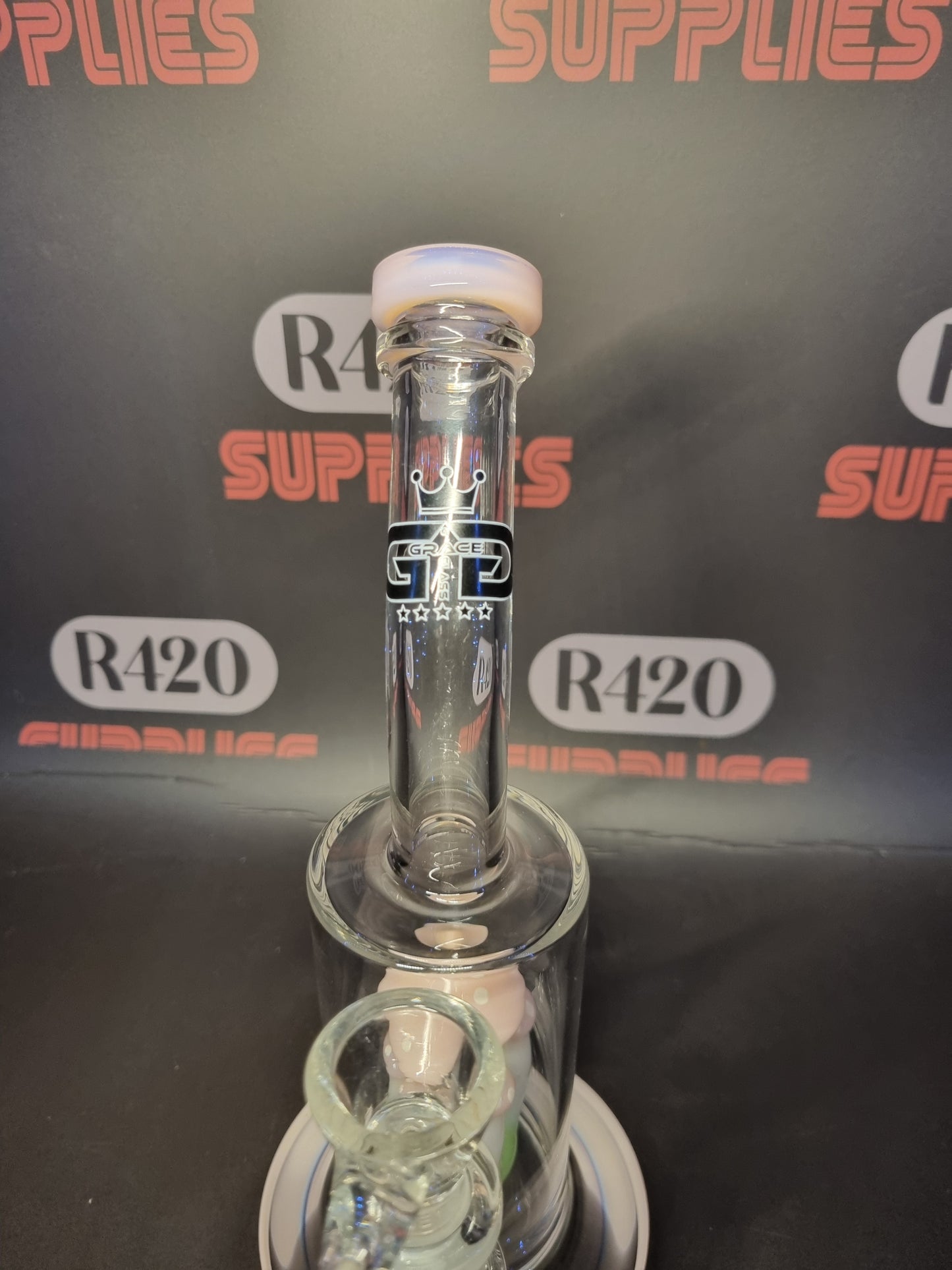 Grace Glass - Mushroom Percolator Bong - Pink - H: 36cm