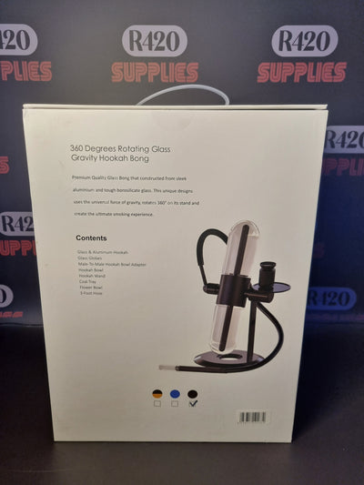 360 Degrees Rotating Glass Gravity Hookah Bong - Black