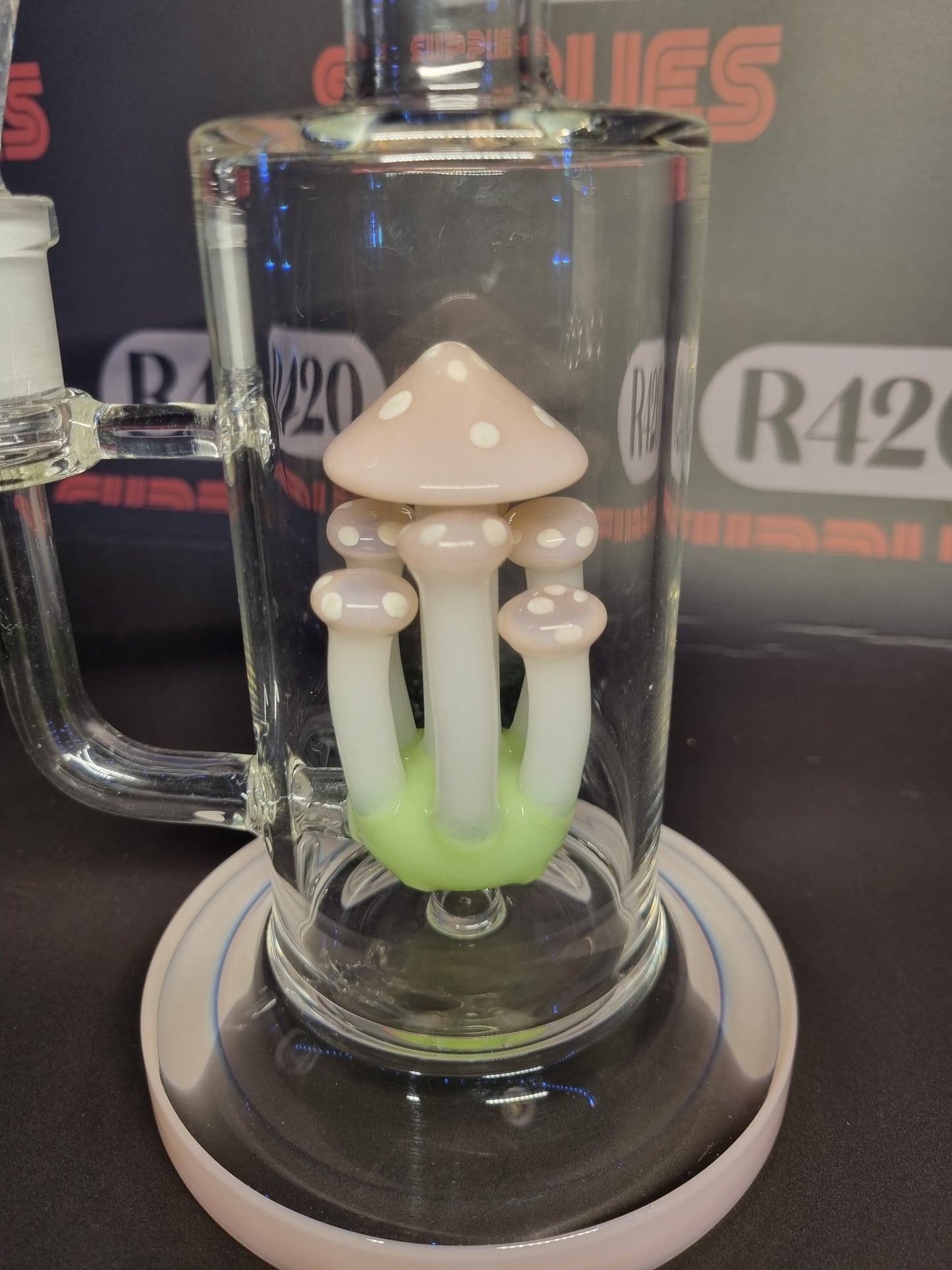 Grace Glass - Mushroom Percolator Bong - Pink - H: 36cm