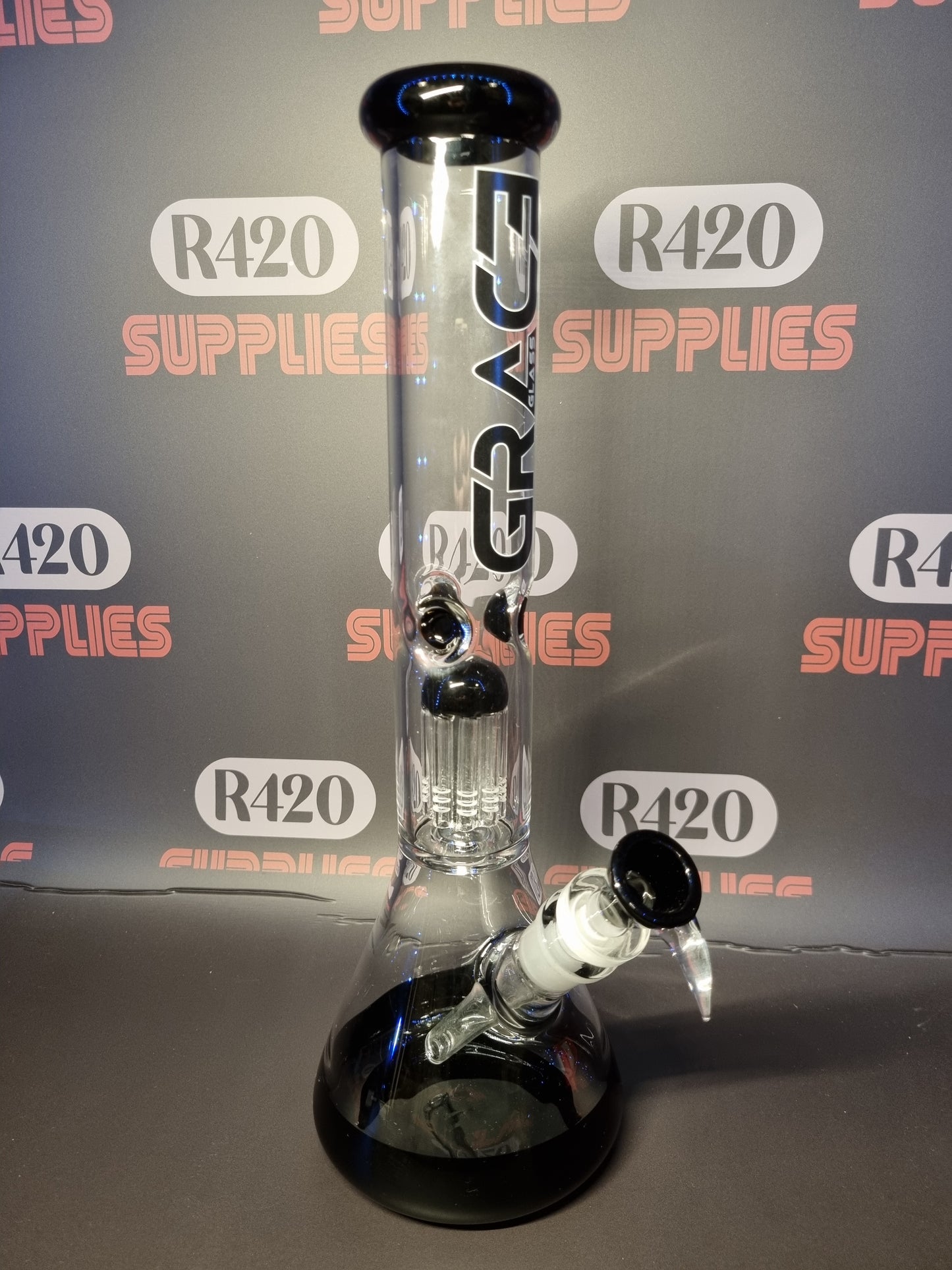 Grace Glass - Black Beaker Bong H:37cm - 5mm Thick