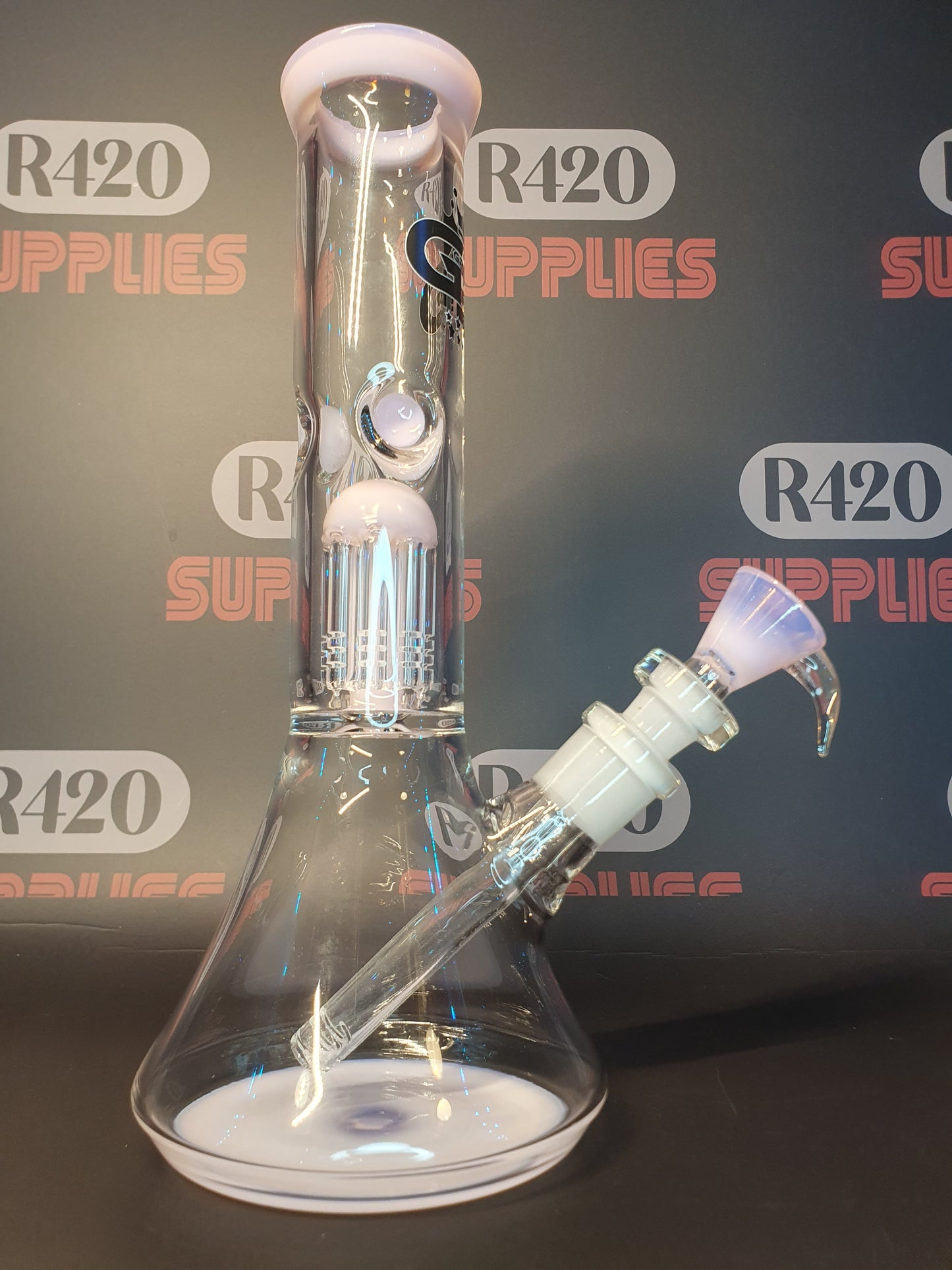 Grace Glass - Tree-Arm Percolator Beaker Bong - Pink - H:27.5cm