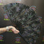 Holographic Reflective Clack Fan – 33cm | Premium Bamboo Rave Fan for Festivals & Parties