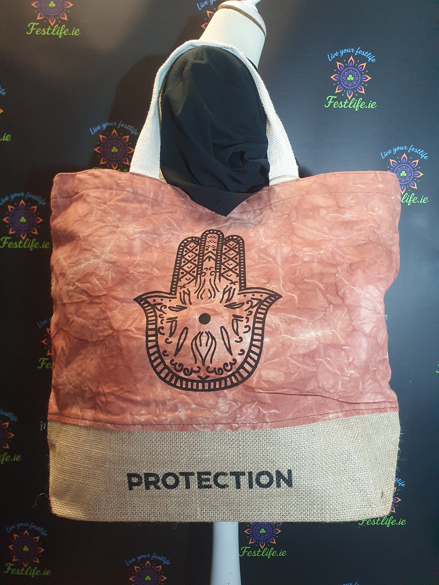 Terracotta Stonewash - Volledig Natuurlijke Tas - Hamsa (Bescherming)